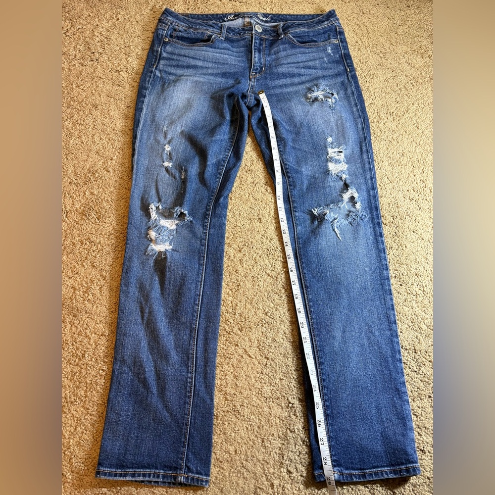 American Eagle Outfitters Slouchy‎ Skinny Distressed Blue Skinny Jeans - Picture 7 of 8